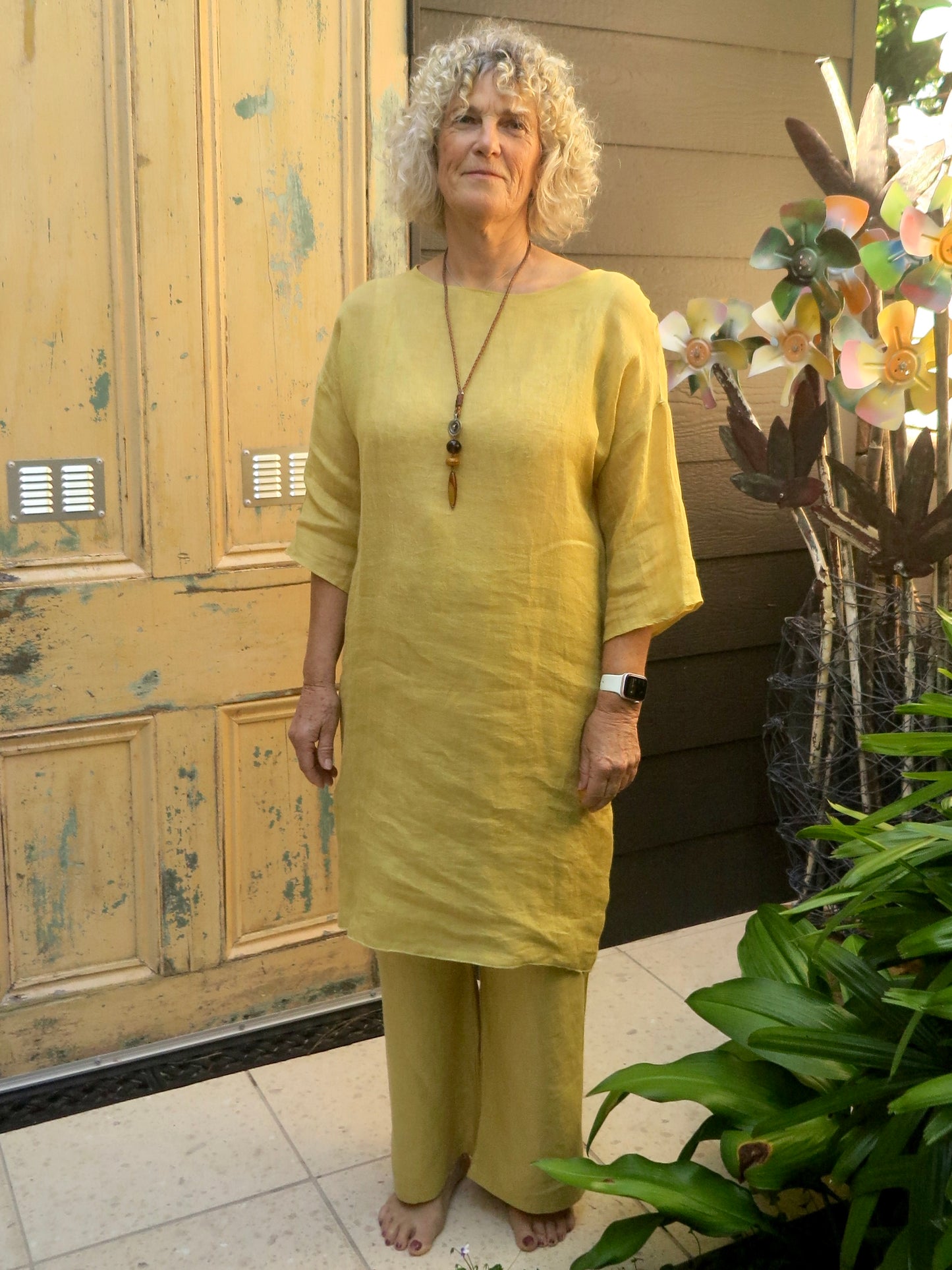 Mesh Linen Dress Dijon