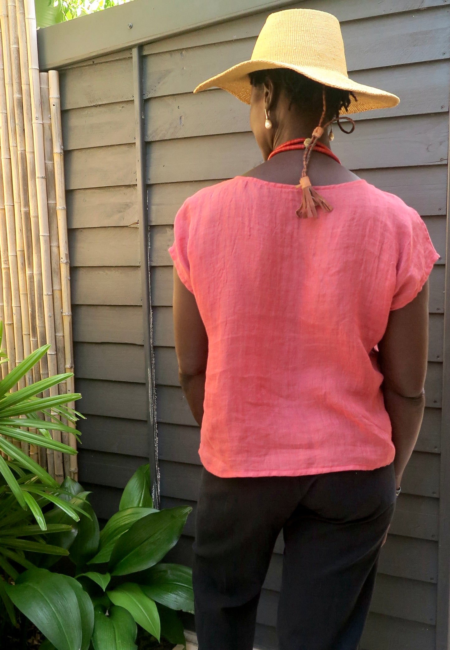Mesh Linen Top Rouge