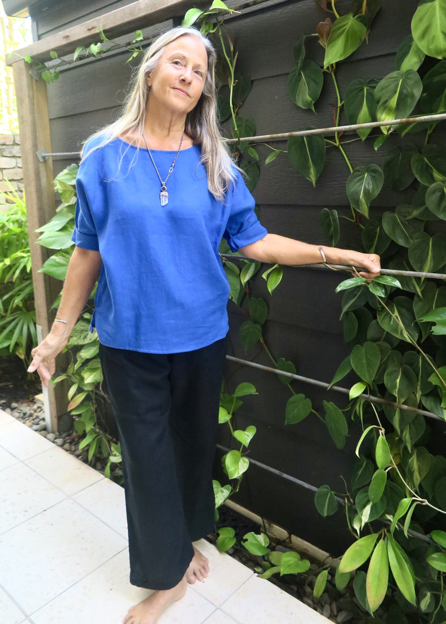 Havana Linen Narrow Leg Pants Blue