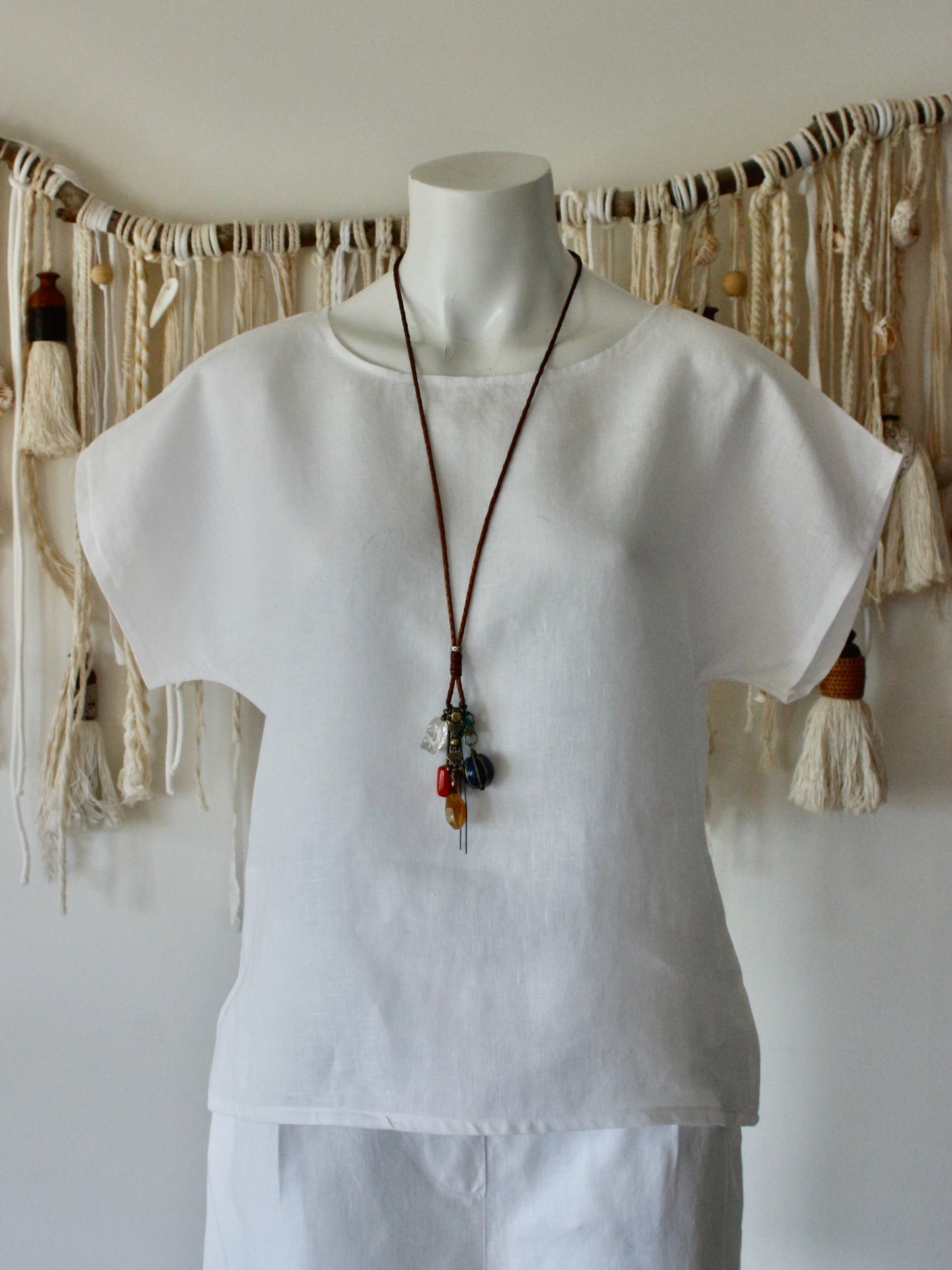 Mesh Linen Top White