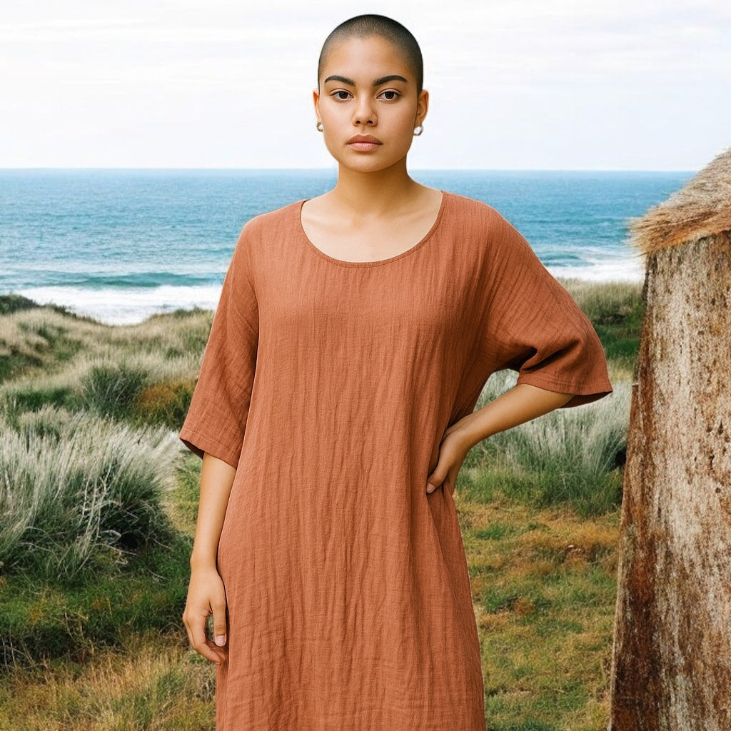 Mesh Linen Dress - Maple
