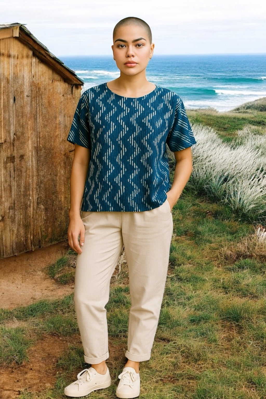 Cotton Print Top Squiggle Print