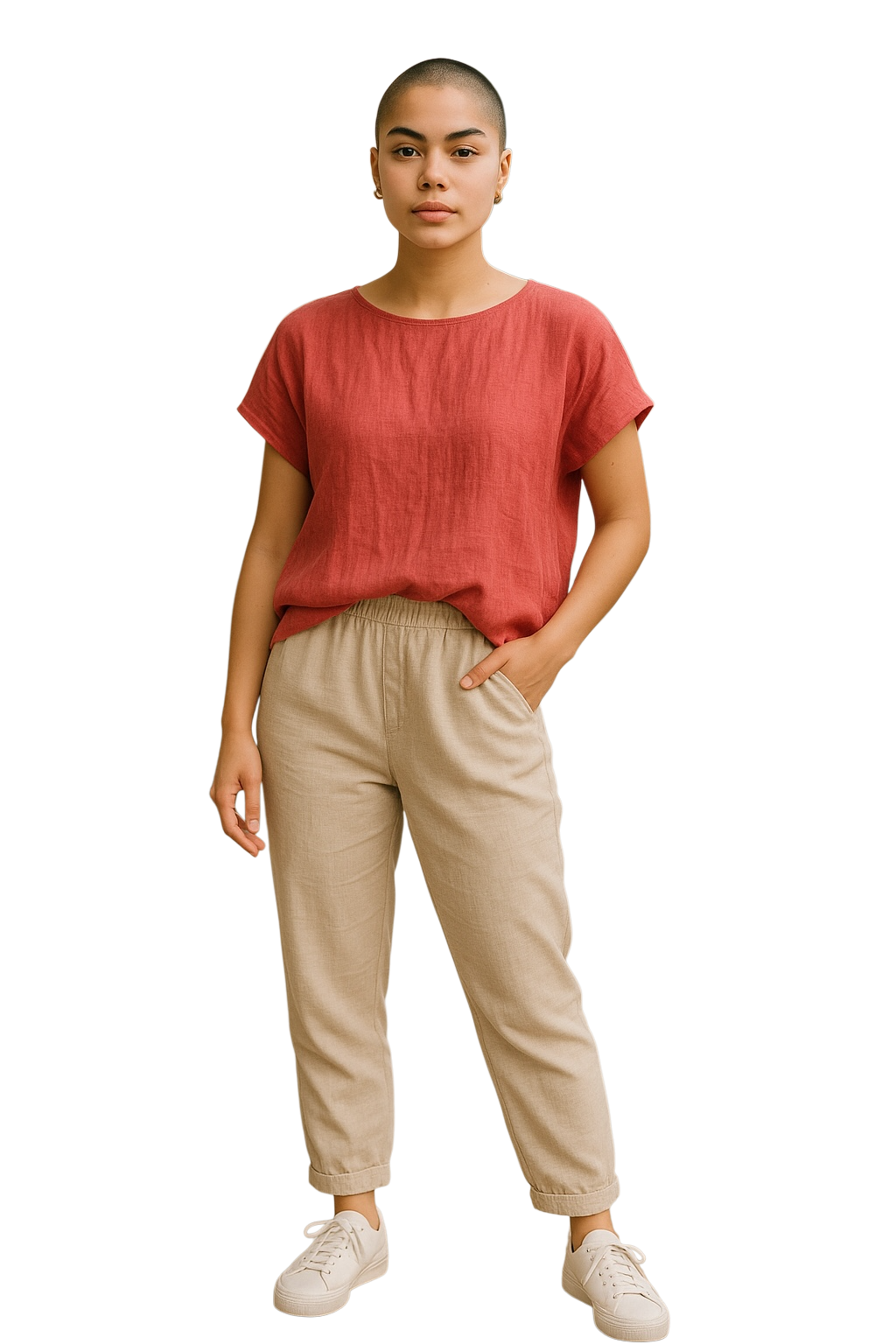 Mesh Linen Top Rouge