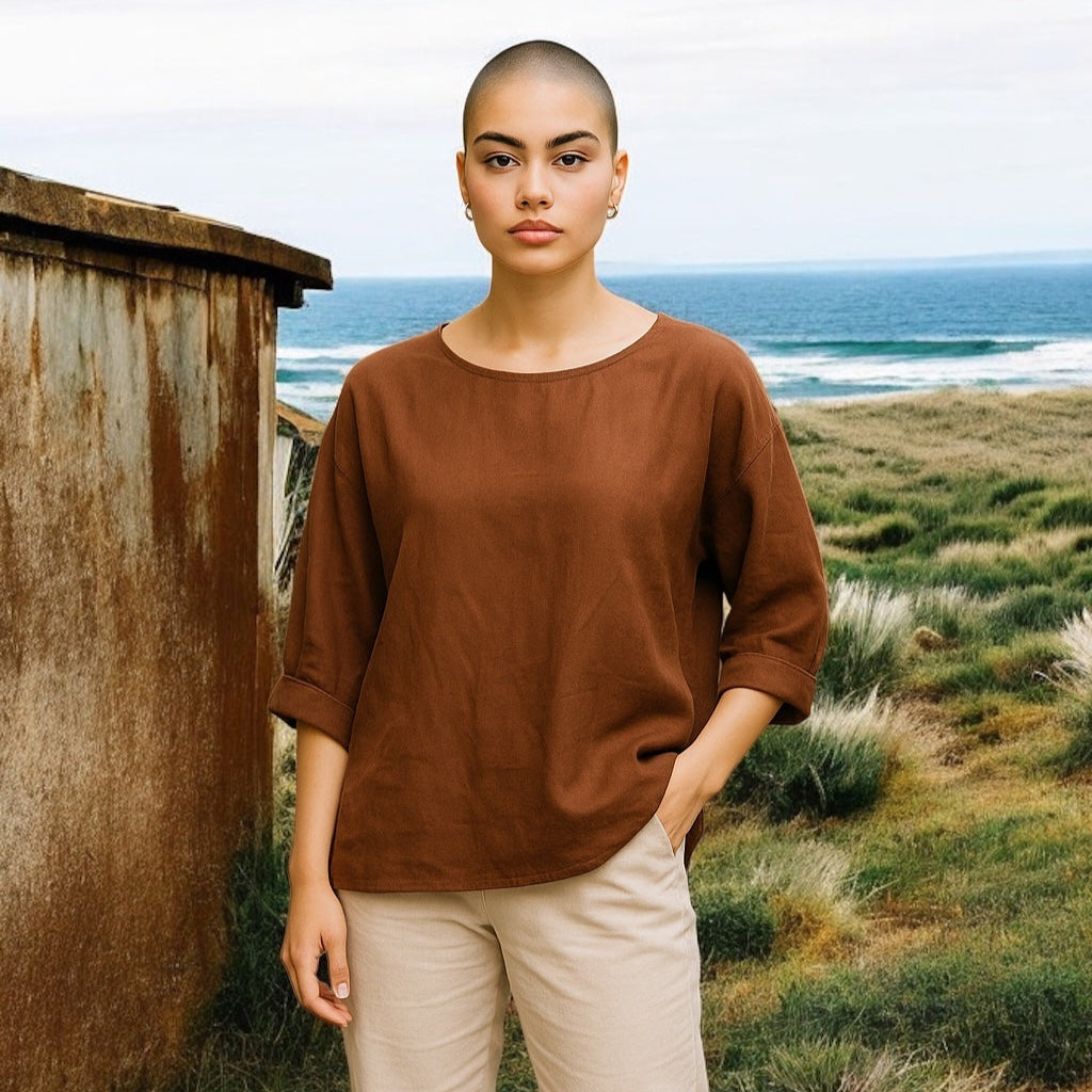 Havana Linen Sleeved Tops