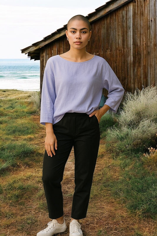 Havana Linen Sleeved Top Jacaranda