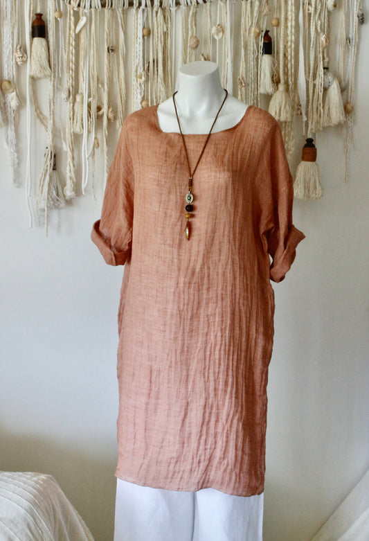 Mesh Linen Dress - Maple