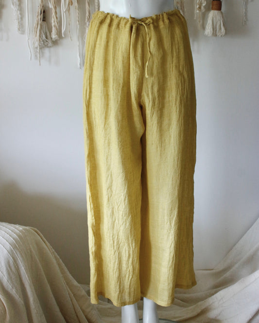 Wide Leg Pants Havana Linen Mustard