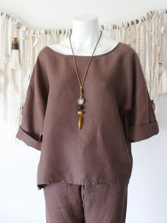 Havana Linen Sleeved Top