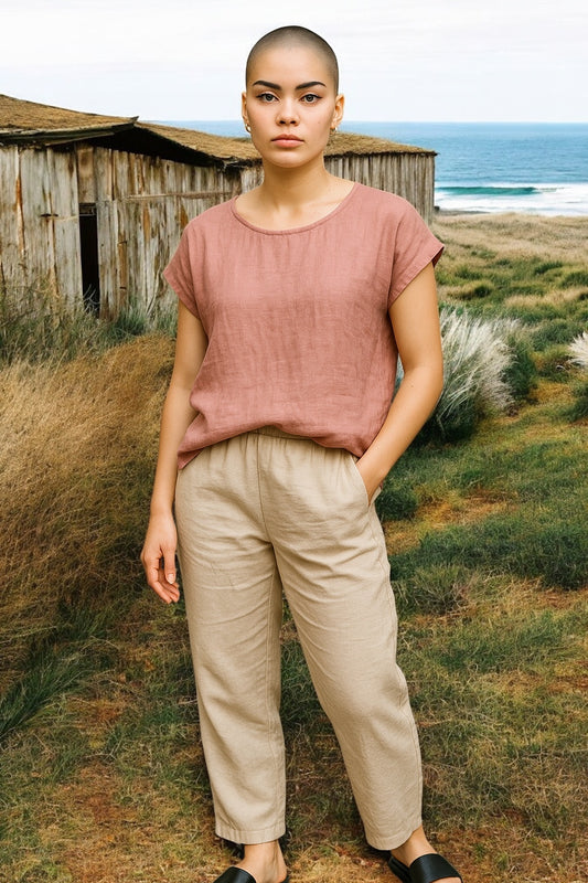 Mesh Linen Top Maple