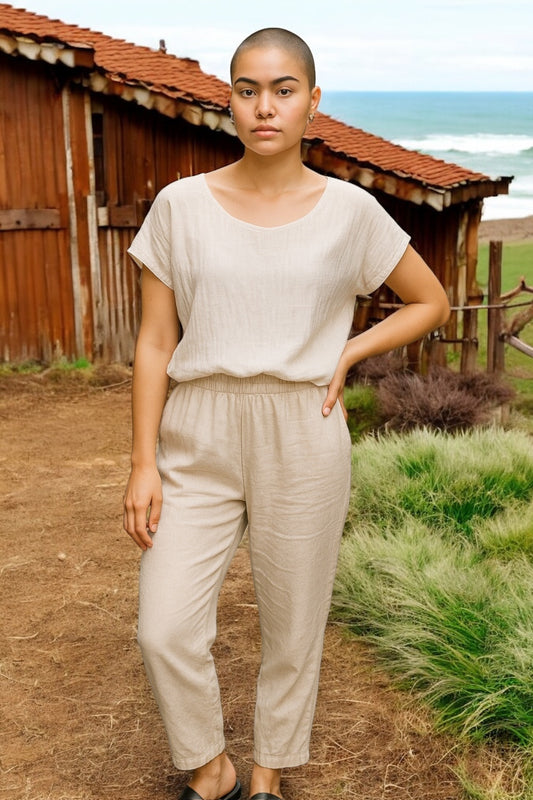 Mesh Linen Top White